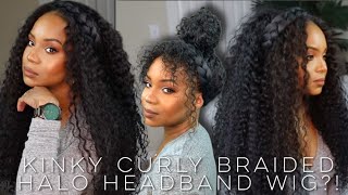 Kinky Curly Braided Halo Headband Wig! | Alipearl Hair | Wine N Wigs Wednesday | Alwaysameera