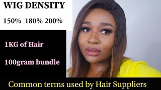 Wig Density, 100Gram And 1Kg Terms Hair Companies Use...