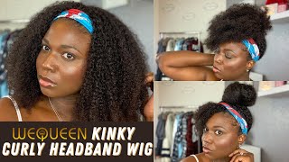 Curly Headband Wig Review | Wequeen 3C Kinky Curly Headband Wig | Unboxing, Install & Styles