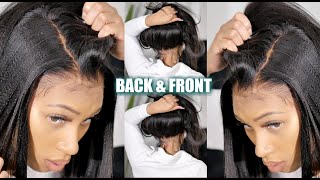 How To Glue Back Of Wig | Real Scalp Without Bleach  | Natural Textured Lace Wig