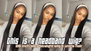 26 Inch Bone Straight Headband Wig Install Ft Unice Hair