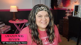 She'S Cute! Amazon Wig Review! 16" Headband Body Wave Wig In 1Bh27