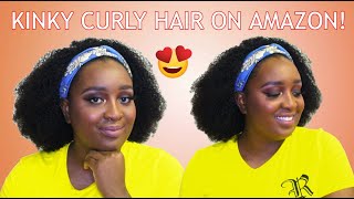 Kinky Curly Headband Wig For Natural Hair! || Ms Fan Hair