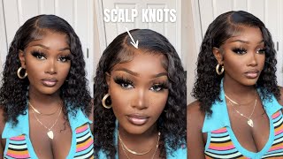 Scalp Like Knots On Curly Lace Front Bob + Glueless Install Ft. Idnhair