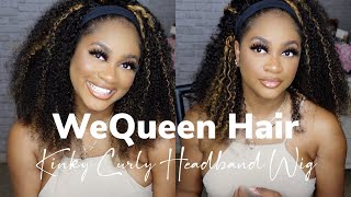 Natural Looking Kinky Curly Headband Wig Ft Wequeen Hair | Andrea Scarlett