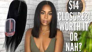 $14 Lace Closure?! Worth It Or Nah? | Saga Closure | Wine N' Wigs Wednesday