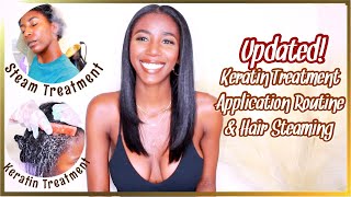 Keratin Treatment Application On Natural Hair + Moisture Steam Treatment | Simply Subrena