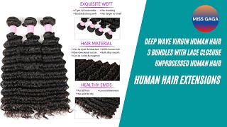 Best Hair Extensions | Deep Wave Virgin Human Hair | 3 Bundles Lace Closure Unprocessed Human Hair