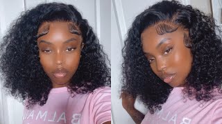 Super Cute And Natural Short Curly Bob Wig Install| Ft Wiggins Hair