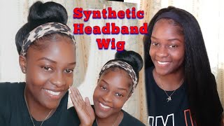 Affordable Synthetic Headband Wig Under $20 | Amazon Hair Review