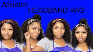 Glueless Headband Wig Afro Kinky Curly Virgin Hair Afsister How To Hide Your Band