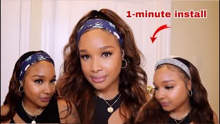 Wow  You Need This 1-Min Easiest Install Brown Balayage Headband Wig  | Beauty Forever