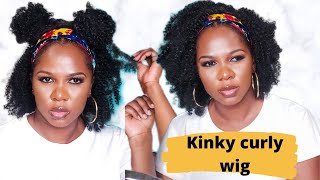 Very Affordable Kinky Curly Headband Wig|| Ft Headwrap Babe|| Nataya Rhall