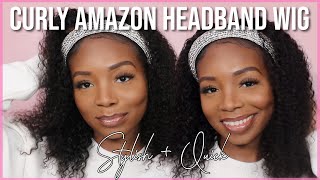 ✨ Amazon Curly Headband Wig Install + Review / No Glue Or Gel Needed, Under $100 / The Stush Life ✨