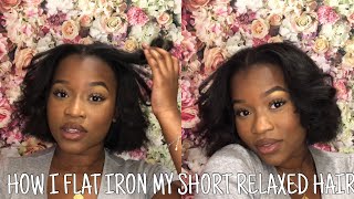 How I Flat Iron My Short Relaxed Hair