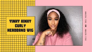 Amazon Wig Find- Yinky Kinky Curly 16In Headband Wig