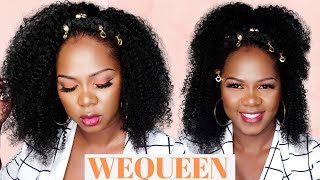 How To Hide The Band On A Headband Wig| Best Kinky Curly Headband Wig|| Ft. Wequeen Hair