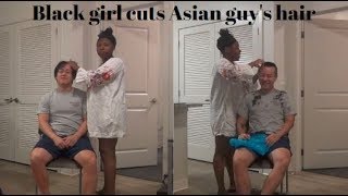 Beautiful Black Girl Gives Asian Guy A Very Short Haircut (Special Episode: Ambw)