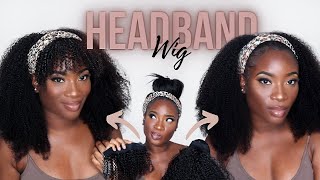 This Wig Is A Game Changer|  2-In-1 Kinky Curly Headband Wig For Type 4 Hair (Protectivestyles)