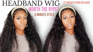 Brazilian Curly Super Natural Headband Wig Install  Ft. Beauty Forever  | Protective  Hairstyle