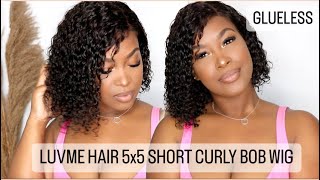 Luvme Hair Short Deep Wave Curly Lace Closure Bob Wig | Review And Tutorial