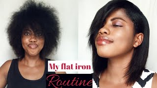 Flat Iron Routine On Short Relax Hair ||African Relax Hair