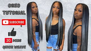How To Highlight Hair | Quick Weave W/ Leave Out | Oreo Trend | 30 Inches Under $50