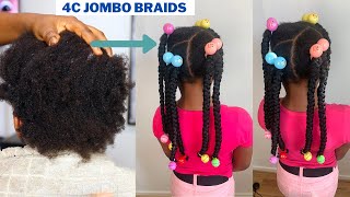 Quick Braids For Short Thick  Natural Hair / Hairstyle  For Kids With Short Hair