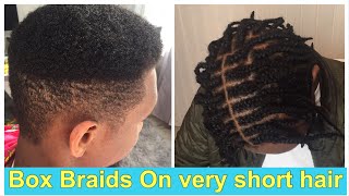 How To : Box Braids On Short Hair; With Marley Hair( For Men) Part 1