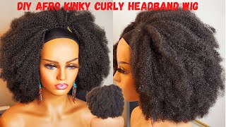 Diy Afro Kinky Curly Headband Wig| Crochet Afro Kinky Curly Headband Wig