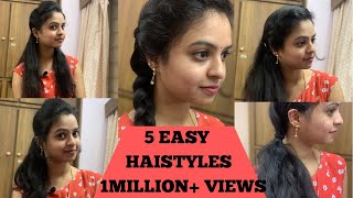 5 Quick & Easy Hairstyles | Back To School Hairstyles | Simple,Cute & Effortless Hairstyles Tutorial