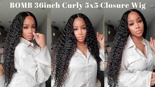 Bomb 36Inch Curly 5X5 Lace Closure Wig Ft. Nadula Hair | Sharronreneé