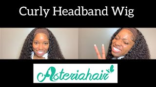 You Need This Curly Headband Wig!  No Lace, No Glue, Easiest Wig Install | Asteria Hair