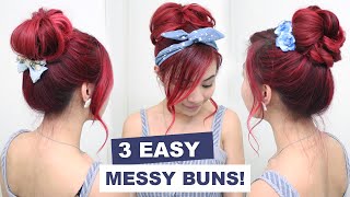 3 Easy Messy Buns L Cute Hair Buns L Summer Hairstyles For Medium Long Hair