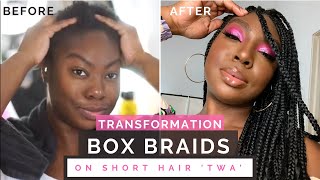 Hair Transformation | Box Braids On Short Hair Twa