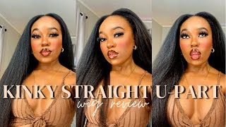 Kinky Straight U-Part Wig Install + Review | Ft. Wiggins Hair