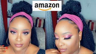 Must Watch Amazon Headband Wig | Kinky Curly Half Up Half Down Wig | Glow With D