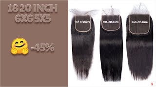  [ On Sale ] 18 20 Inch 6X6 5X5 4X4 Lace Closure Only Remy 100% Human Hair 2X6