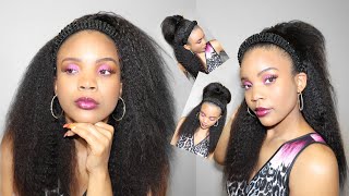 The Most Natural 4C Hair Blowout Headband Wig Ever| Unice Amazon Wig Review|Afro Kinky Straight Hair