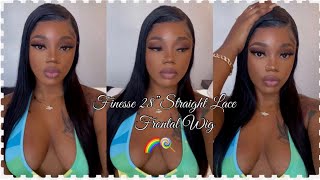 Bone 28” Straight Lace Frontal Wig With Deepside Part 180 Density #Wigs #Straightwigs #Trending