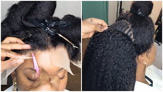 Very Detailed Kinky Straight Frontal Hair Bundles Sew-In Install, Looks Natural | Youthbeauty Hair
