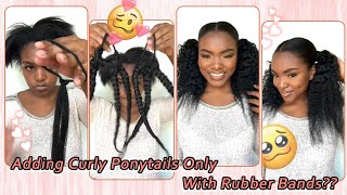 How To: Get Curly Ponytails Only W/ 2 Rubber Bands? Hair Tutorial | Natural Hair Protect #Elfinhair