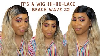 It'S A Wig Human Hair Blend Lace Wig - Hh Hd Lace Beach Wave 32 --/Wigtypes.Com