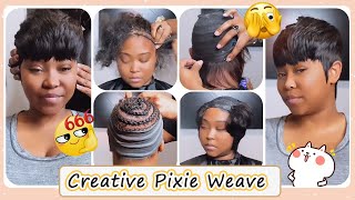 Versatile Quick Weave Most Naturally Pixie Cut Weave | No Leave Out On A Protective Cap Tutorial