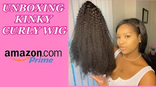 Unboxing Amazon Curly Kinky Wig | Headband Wig