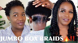 Wow Pain Free Jumbo Rubber Band Box Braids On Very Short Natural Hair | Protective Hairstyle ‼️