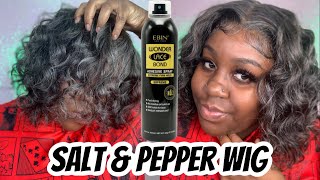 Trendy Salt & Pepper Lace Closure Wig | Ebin Wonder Lace Bond Supreme Hold Spray | Missuniquebeautii