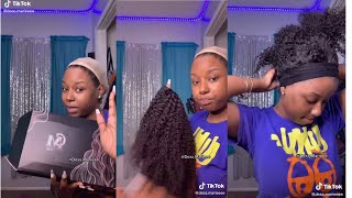 #Headband​ Wig Review! How To Quickly Install Glueless Wig | Protective Hairstyle #Curlymehair