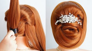 Low Bun Hairstyle With Clutcher - Easy Hairstyle For Wedding