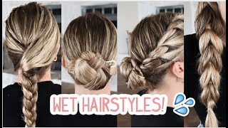 Quick Hairstyles For Wet Hair! Medium & Long Hairstyles!